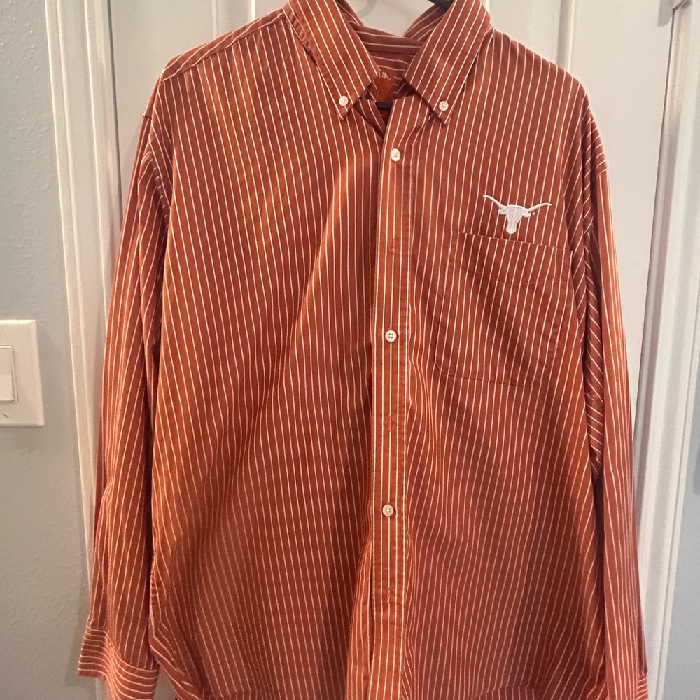 Men's Burnt Orange Striped Button-Down Shirt - Texas Longhorns